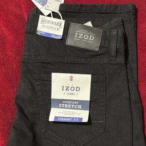 Izod Men's Black Straight Fit Jeans comfort stretch